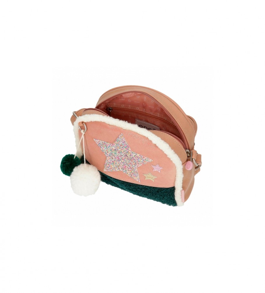 Bolsa transversal Enso Shine Stars, rosa e verde - 20,5 x 16,5 x 6 cm -