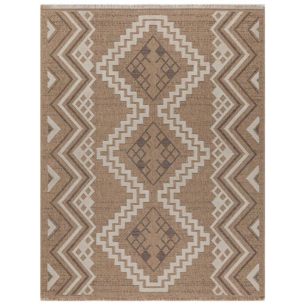 Tapis intérieur extérieur aspect jute marron tulum 9054 180 x 67 cm