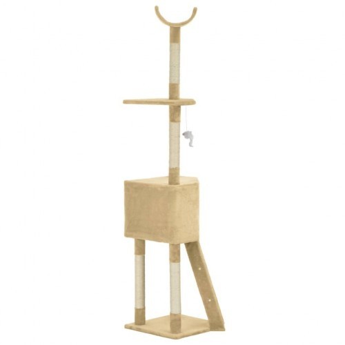 Arranhador bege para gatos com sisal.