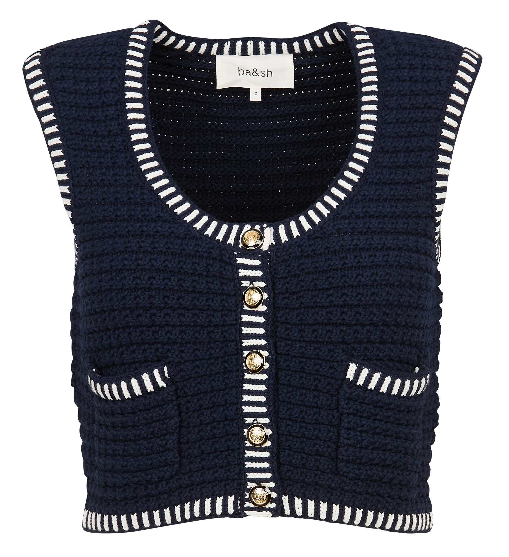 GUSTAVE - Gilet col rond en coton mélangé | Bleu