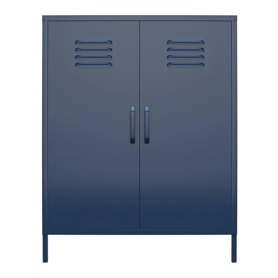 Bradford - Kledingkast met 2 marineblauwe metalen deuren