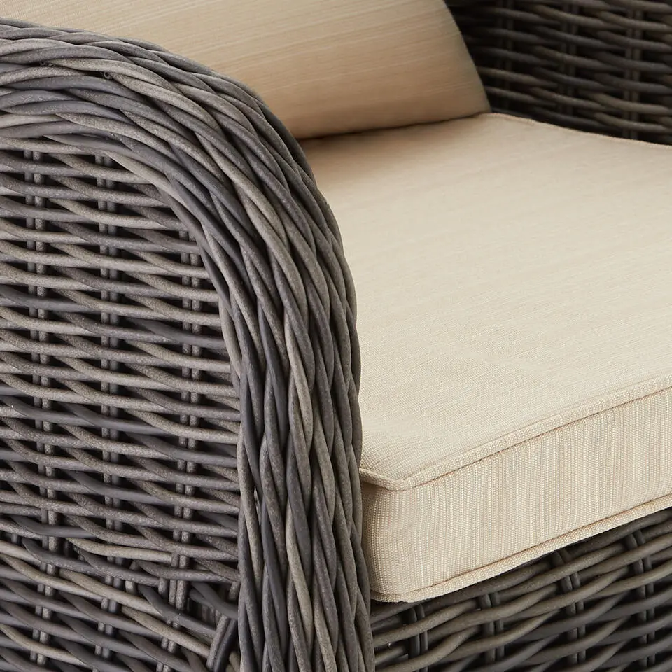 tectake® - 2 Luxe wicker stoelen - Fauteuils - zachte kussens - grijs - 403682