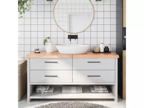 Comptoir de salle de bain marron 160x60x(2-6) cm bois traité