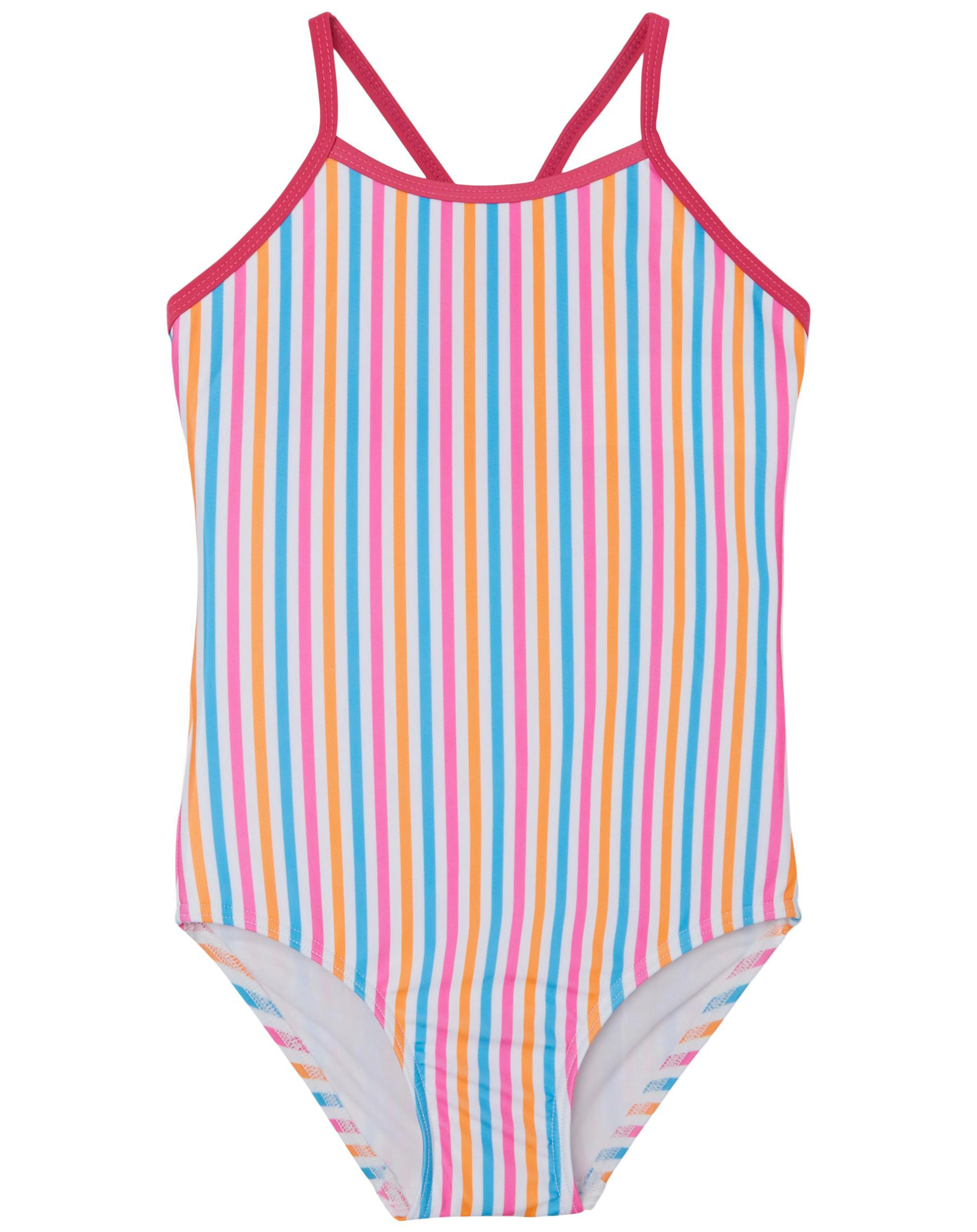 Badeanzug NKFZIZA - STRIPE in bright white
