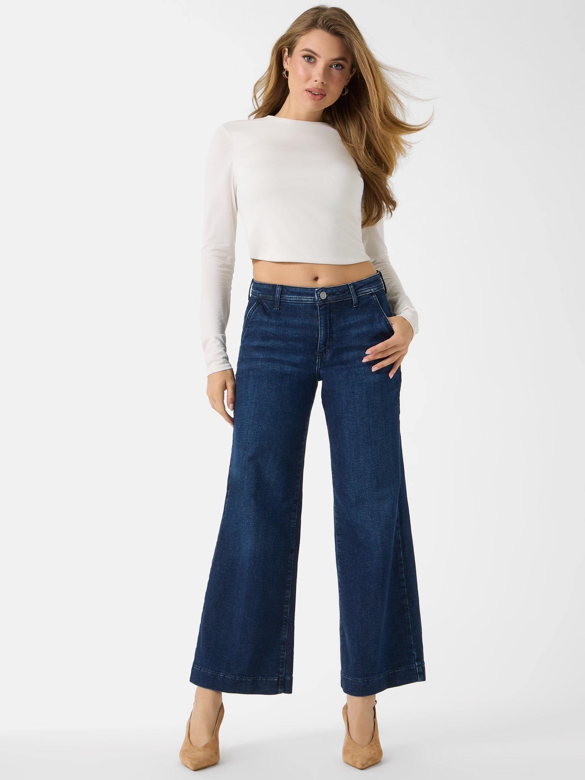 Calça jeans cropped de perna larga Eco Zoya