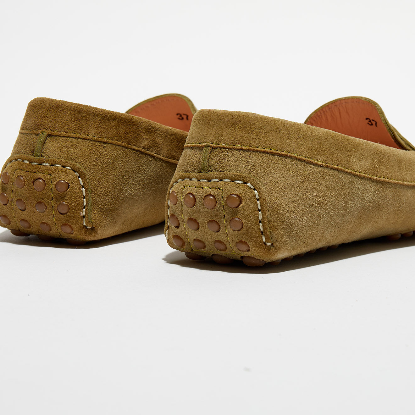 Loafers Mocassins en Velours de Cuir Jade kaki