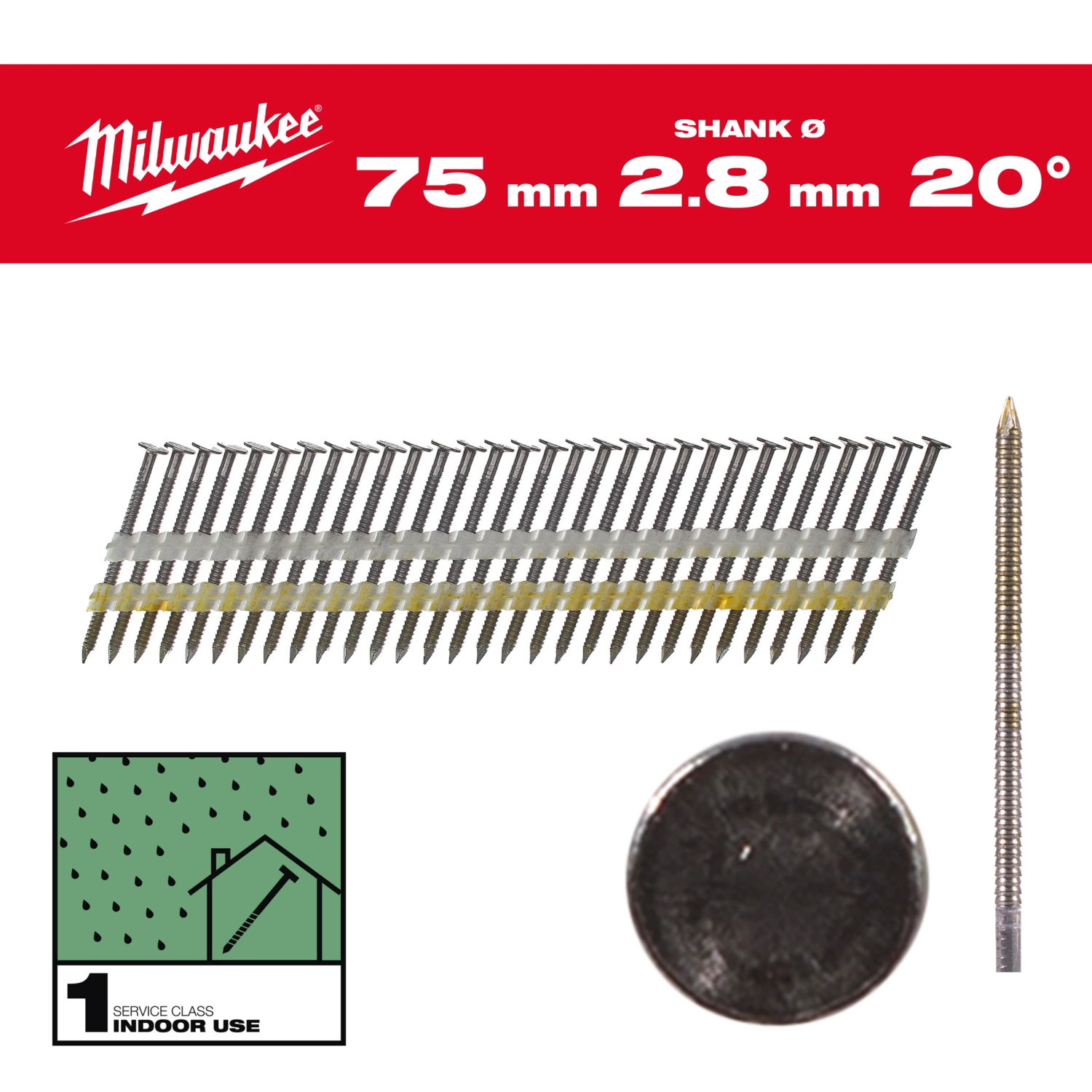 Milwaukee 4932492588 Nagels ronde kop 20 75mm/RS/B/SC1-2kpc
