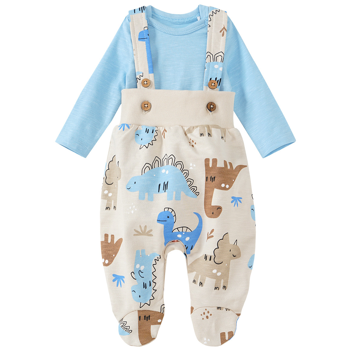 Topomini Newborn Strampler und Langarmbody im Set beige / hellblau