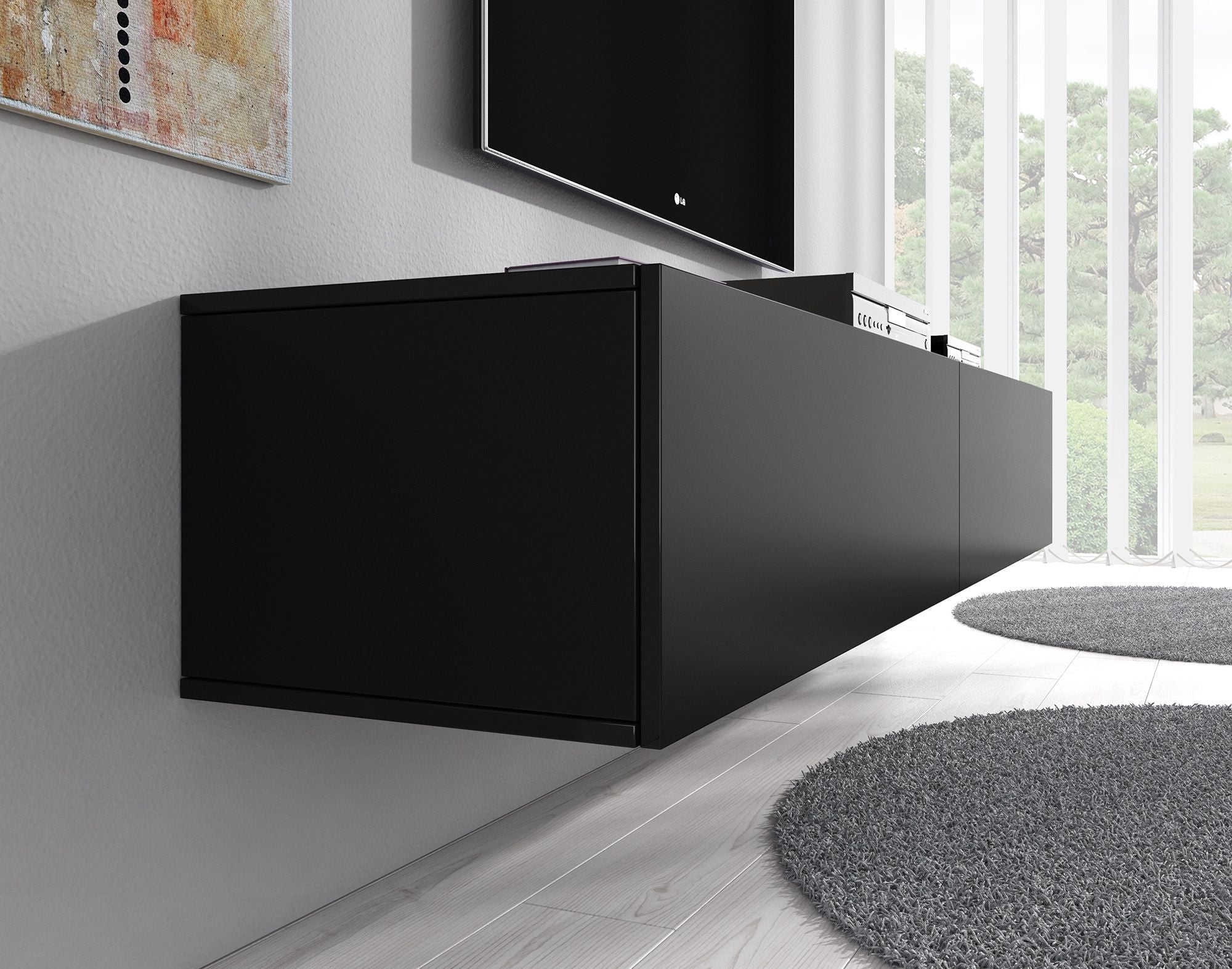 Flame XL - TV-Meubel - Mat zwart - 180 cm