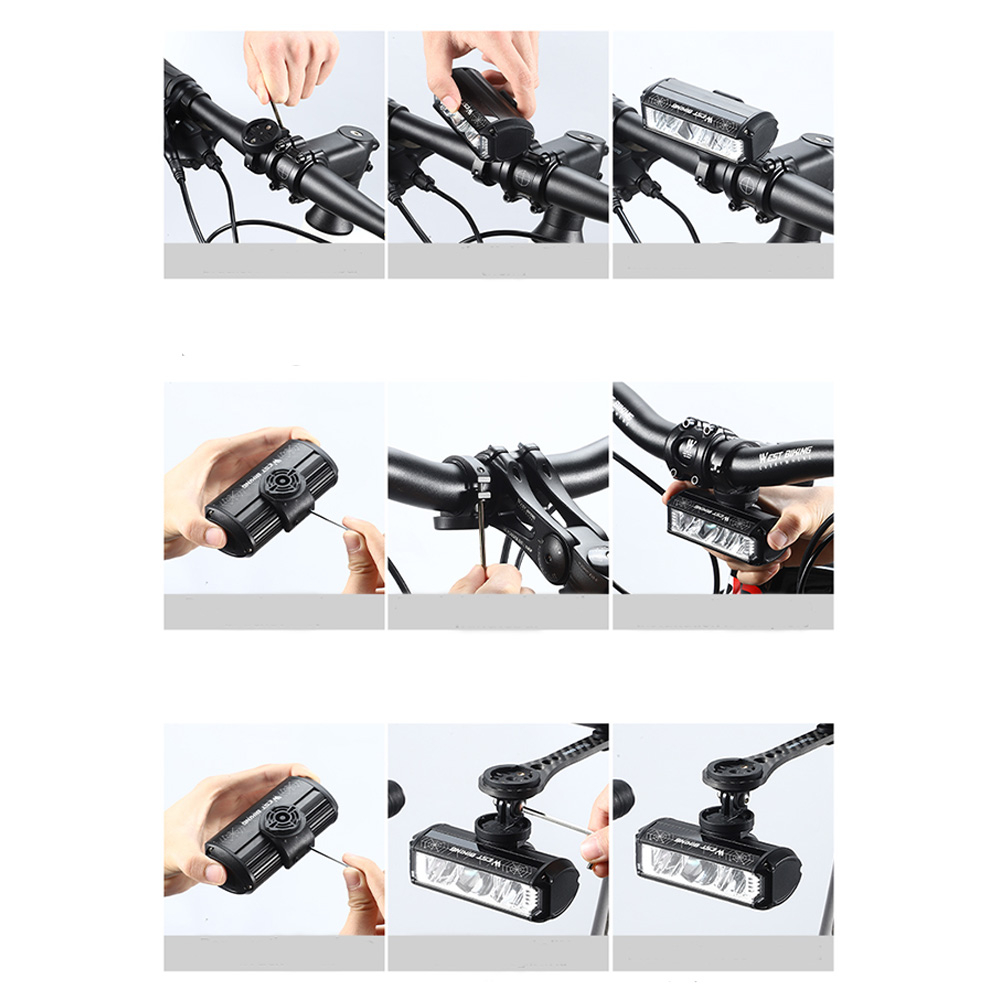 4000mAh Wiederaufladbares Aluminium USB Fahrrad Licht Velo LED Warnlicht IPX4 (1750 Lumen) - Schwarz