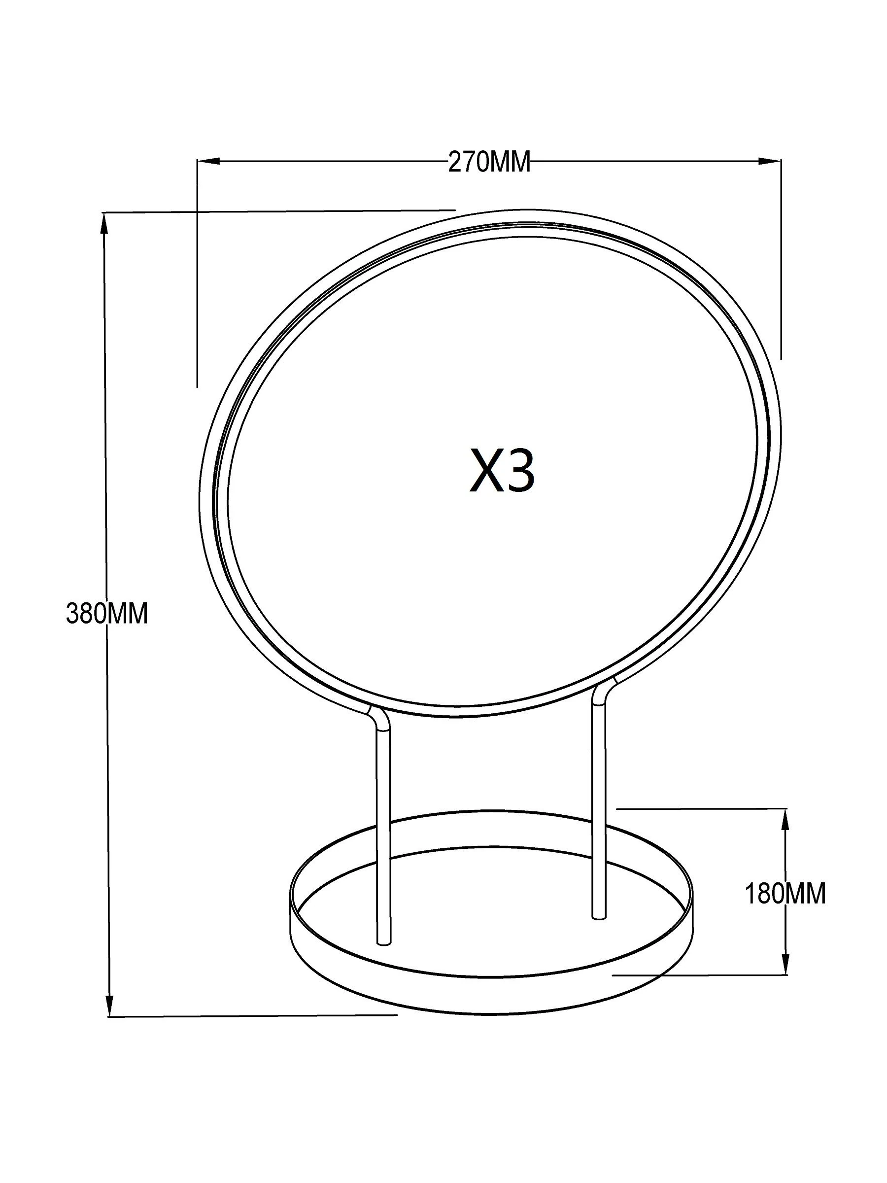 Reversible Round Dressing Table Mirror