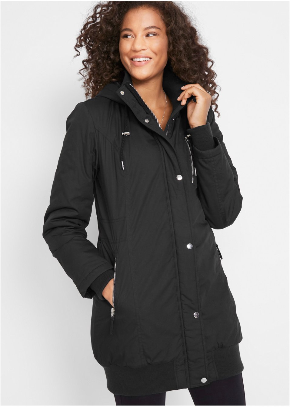 Veste longue à capuche, rembourrée