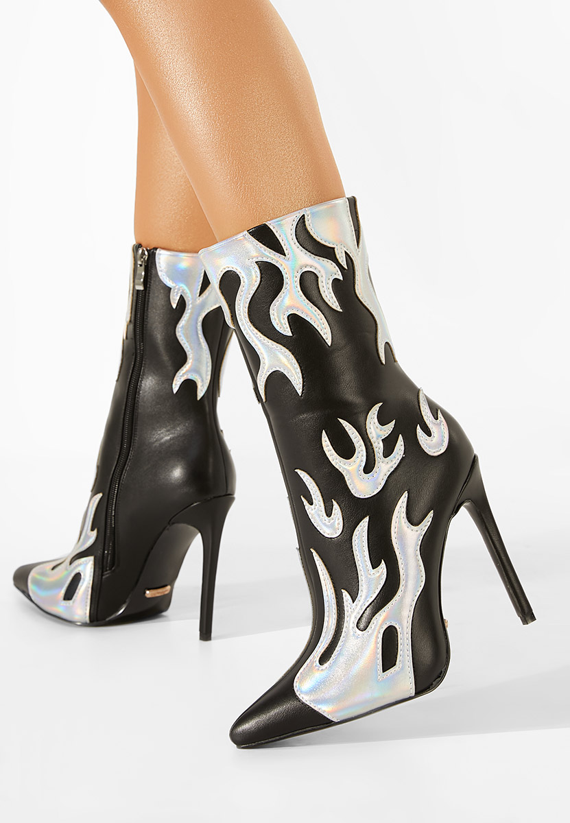 Bottines à talon fin noires Maia