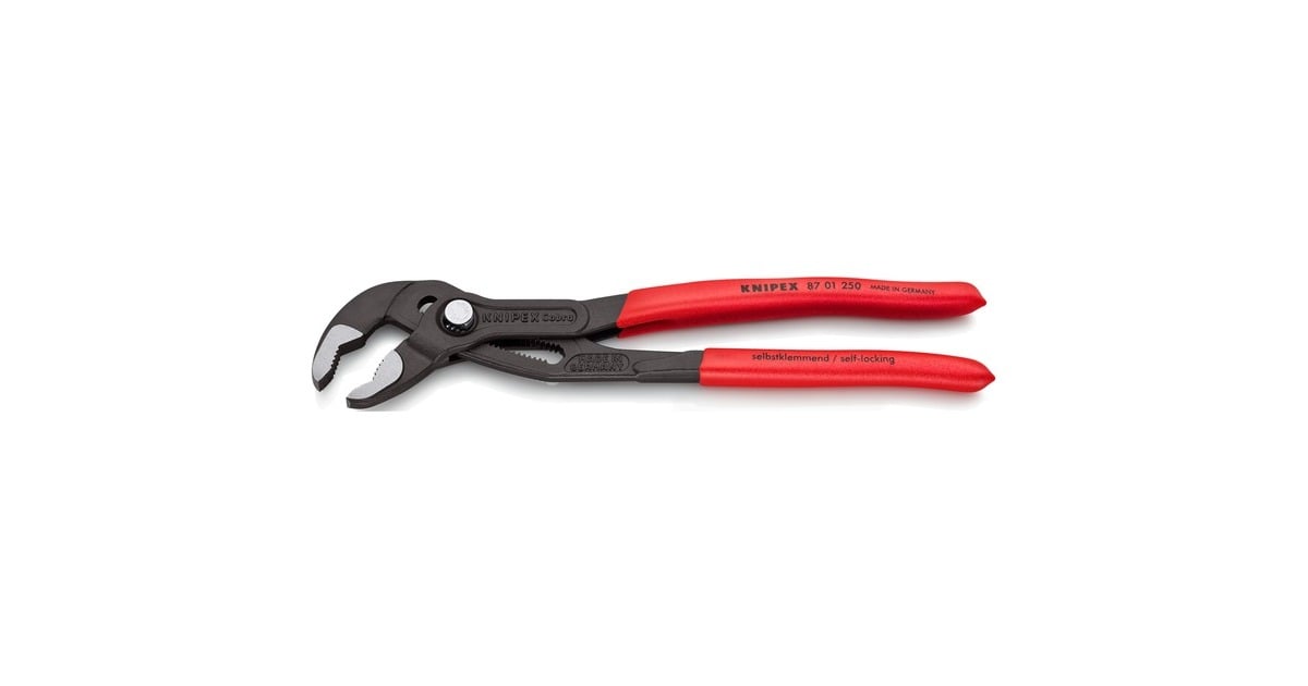 KNIPEXCobra 250 mm 87 01 250 zweedse- / waterpomp-tang  (Rood, Getande grijpvlakken, Doorgestoken scharnier )