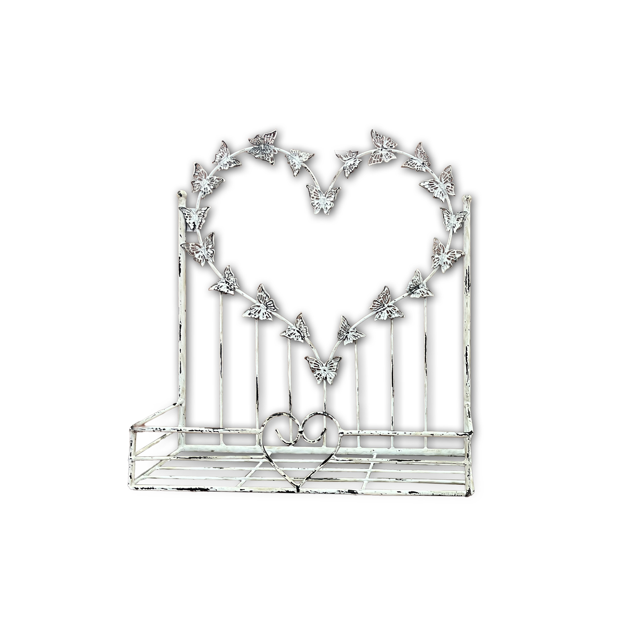 Wandregal 'Papillon', aus Metall, weiß, H 38,5 cm, B 37 cm, L 13 cm von fischer's lagerhaus