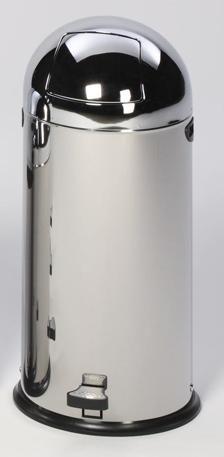 PROREGAL Classic Afvalbak met Klep, Binneninzetstuk, Voetpedaal, 22 Liter, HxBxD 64 x 40 x 40 cm, Roestvrij Staal, Zilver