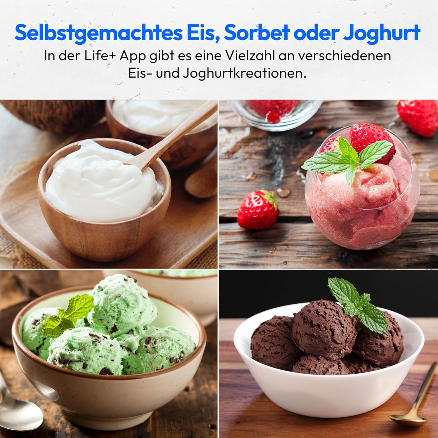 MEDION smarte Eismaschine mit Kompressor (selbstkühlend, 2 Liter, App Steuerung inkl. Eis-Rezepte, Joghurt, Eiscreme, Sorbet, LED Display, Edelstahl, MD12170)