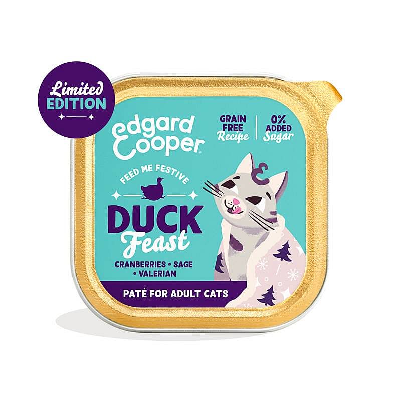 Edgard & Cooper Limited Edition ''Kerst'' Adult Kattenvoer Kuipjes Eend 16 x 85 gram | 13403