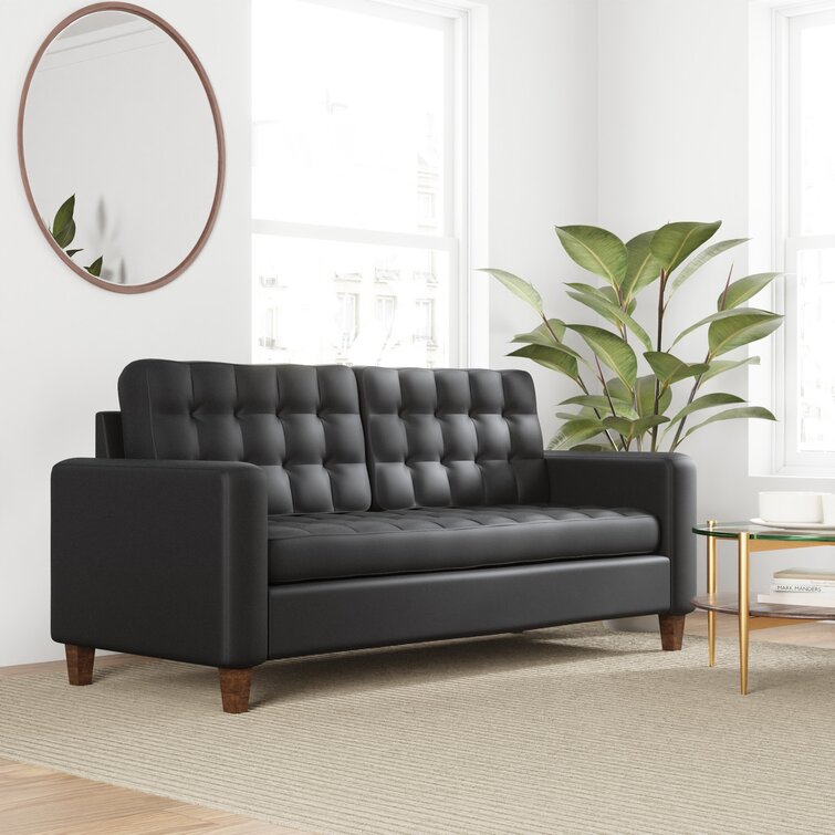 Milton 76&rdquo; Vegan Leather Square Arm Sofa