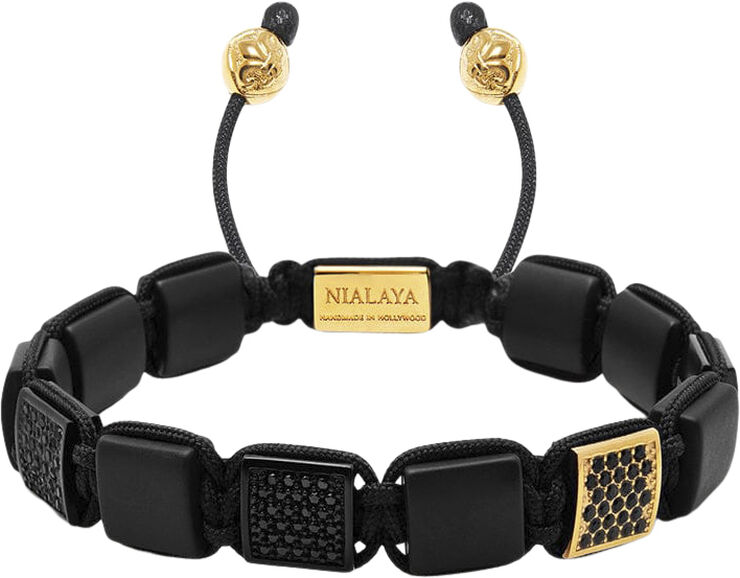 Nialaya The CZ Flatbead Collection - Black Onyx and Black CZ Black