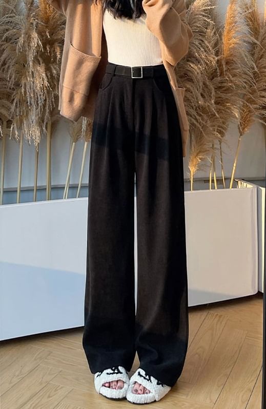 evanesce - Corduroy High Rise Pocketed Wide Leg Dress Pants