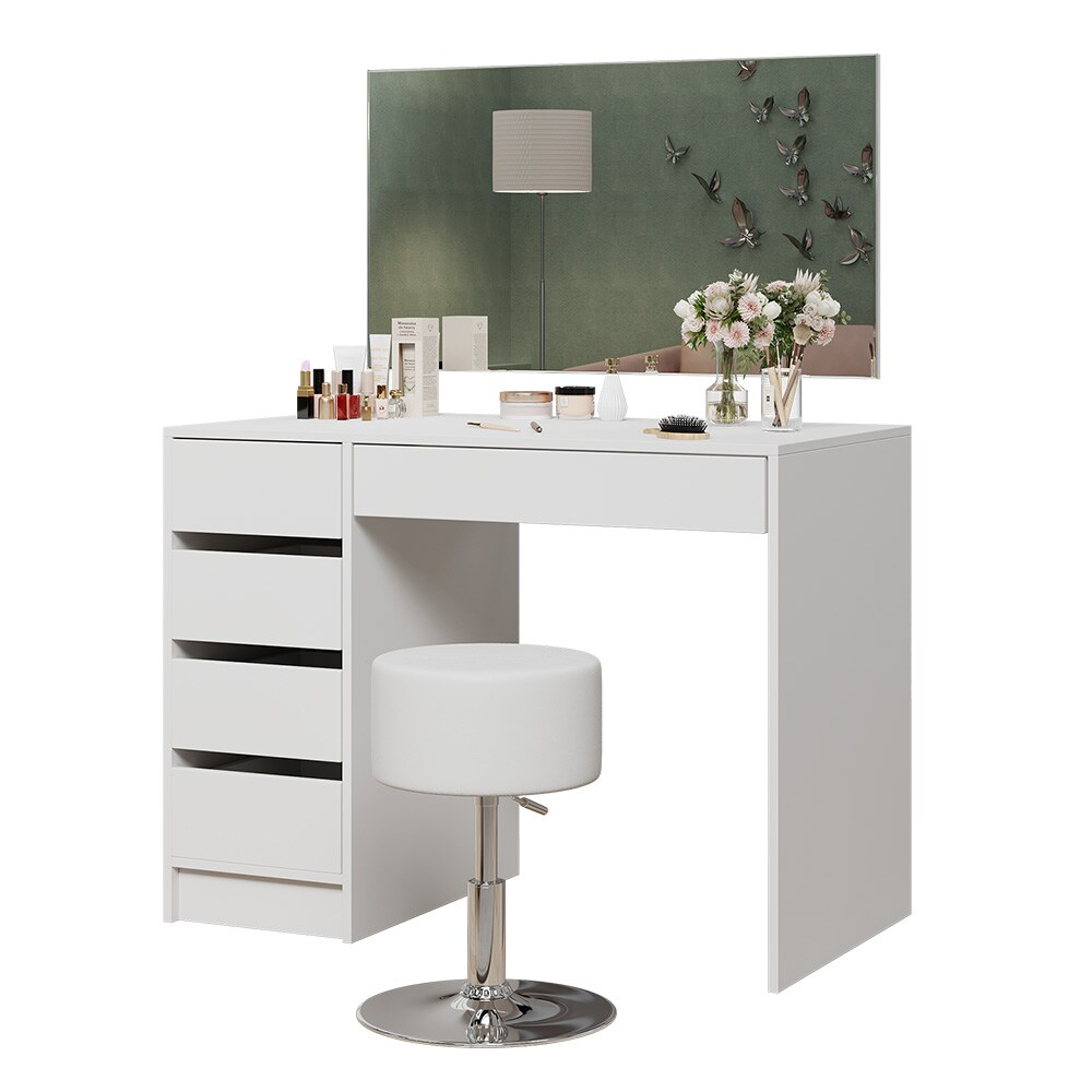 Vicco Schminktisch Thalia Weiß Hochglanz 100 cm mit Hocker
