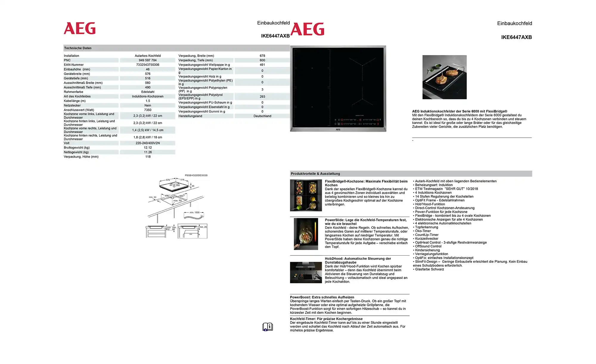 AEG Induktions-Kochstelle IKE6447AXB