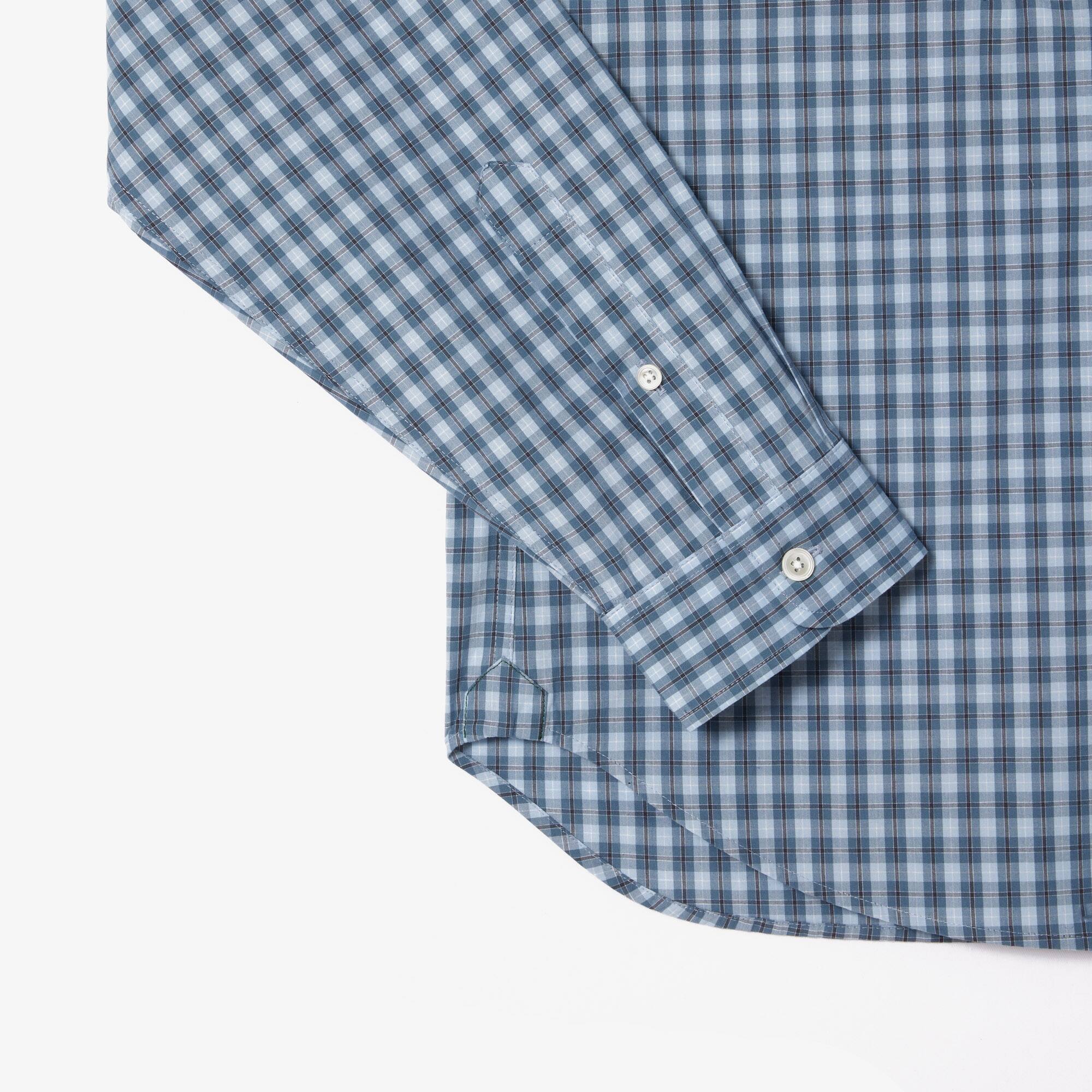 Chemise à carreaux en popeline Manches Longues - Bleu - Lacoste - Homme