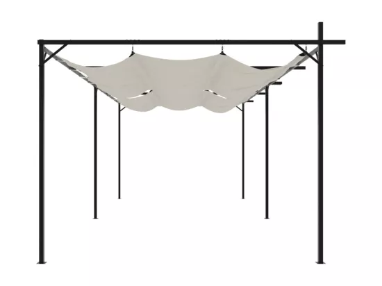 Pergola avec toit rétractable crème 589x292x230 cm