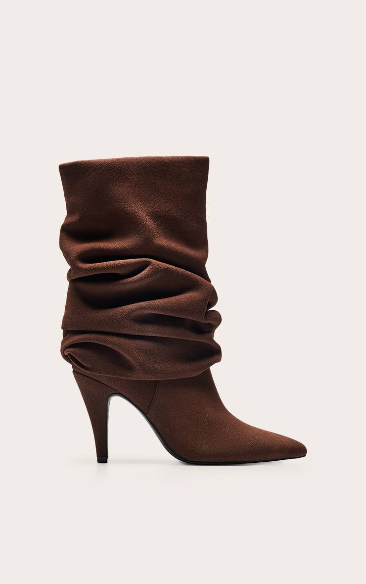 Chocolat Bottines À Revers Plissé En Synthétique