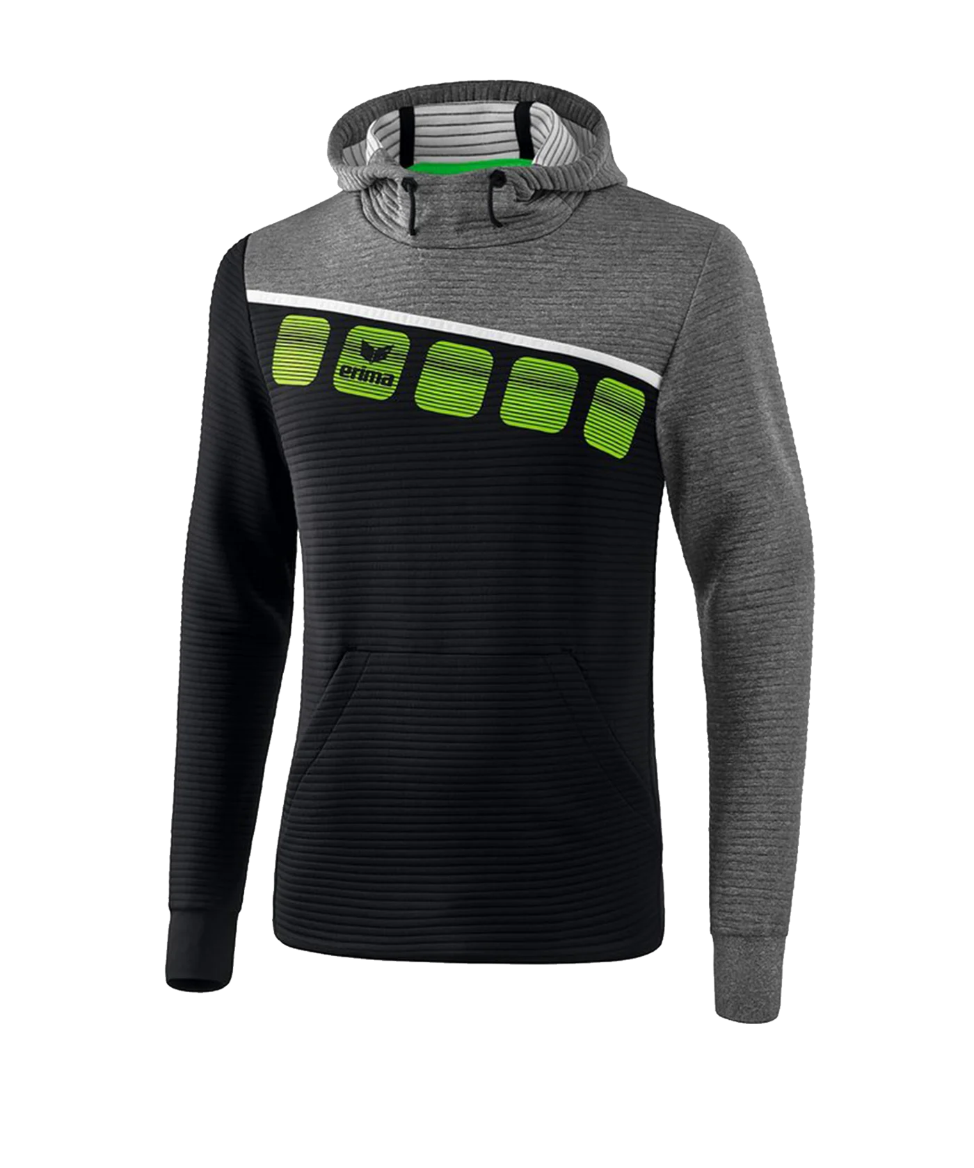 Erima 5-C Kapuzensweat Kids Schwarz Grau