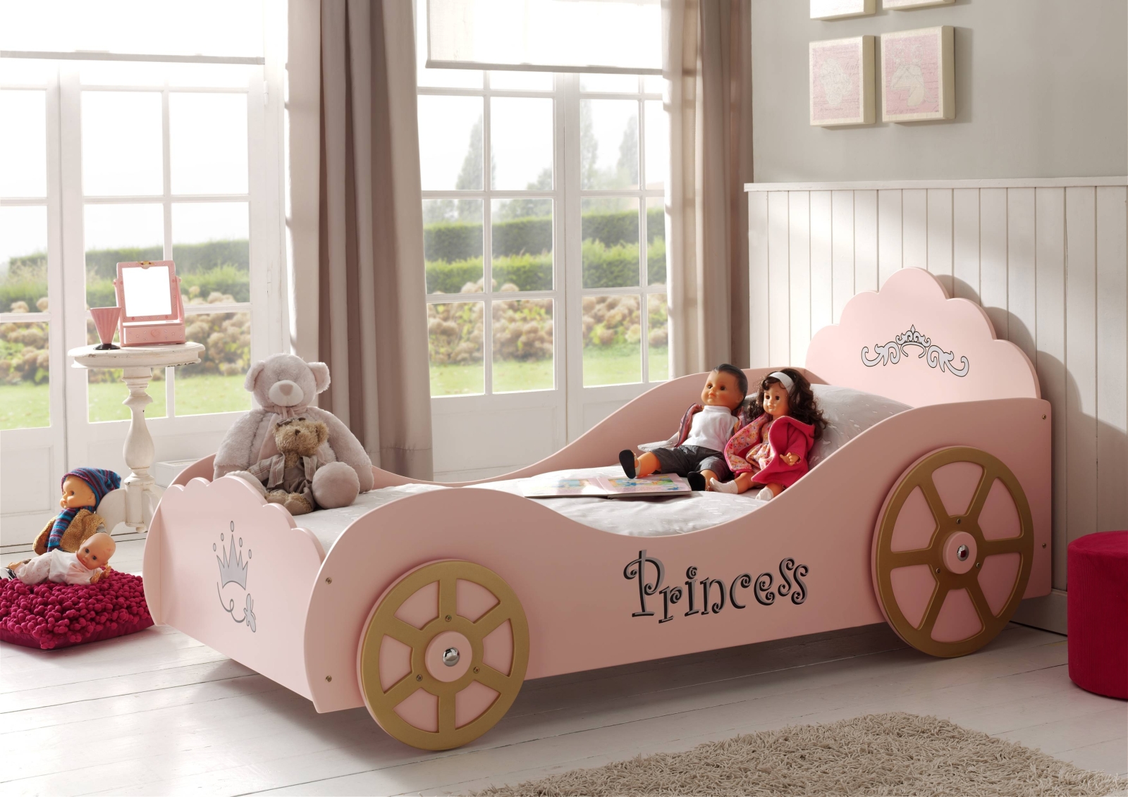 Kinderbett KUTSCHE - rosa - 90x200 cm