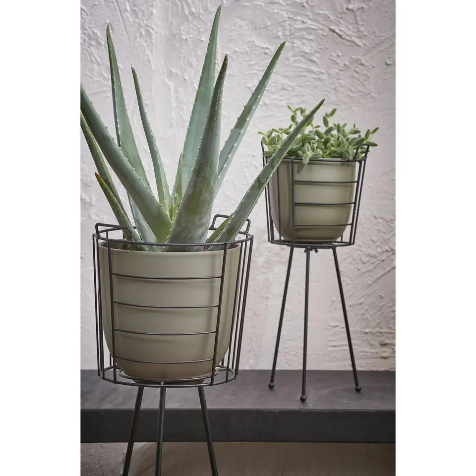 Mica Decorations Bloempot - groen - mat - keramiek - 22 x 20 cm