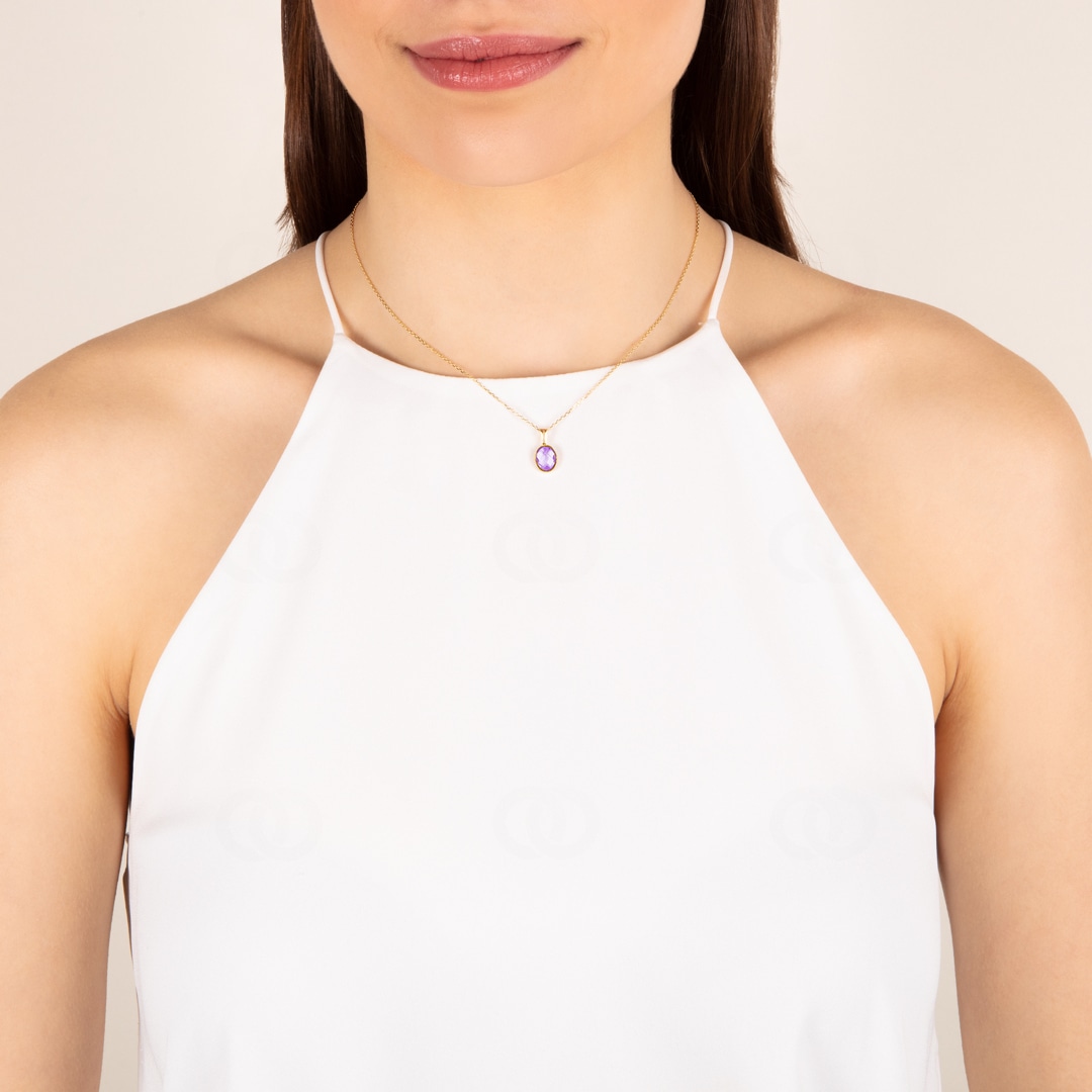 Anhänger 750/18 K Gelbgold mit Amethyst oval