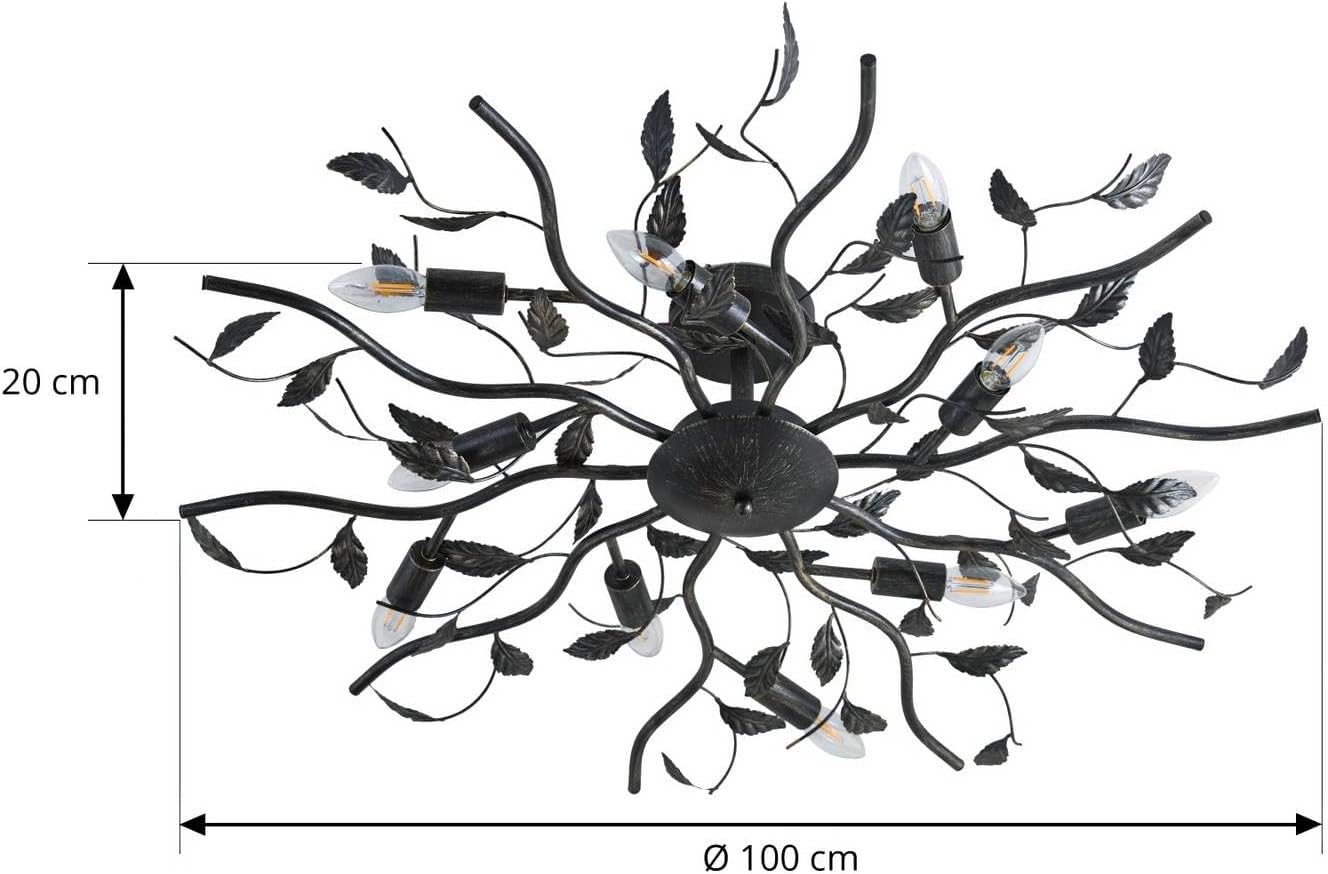 Lindby Deckenlampe Yos (Florentiner) in Schwarz aus Metall (10 flammig, E14) - Deckenleuchte Lampe Schlafzimmerleuchte