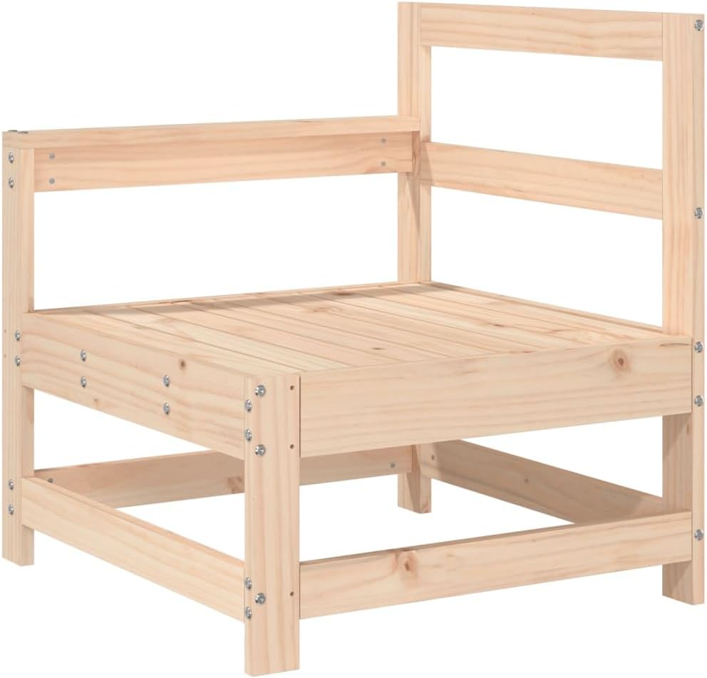 3-Piece Garden Lounge Set Solid Pine Wood Outdoor Furniture for Patio, Balcony - Modular Design with Armrests, Rustic Look, Sturdy Frame Includes Corner Sofa, Center Sofa & Stool (110kg Capacity)