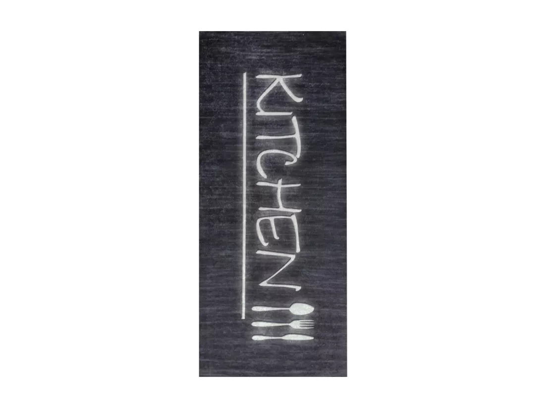 Tapis de cuisine 50x80 cm Polyester Kitchen Noir