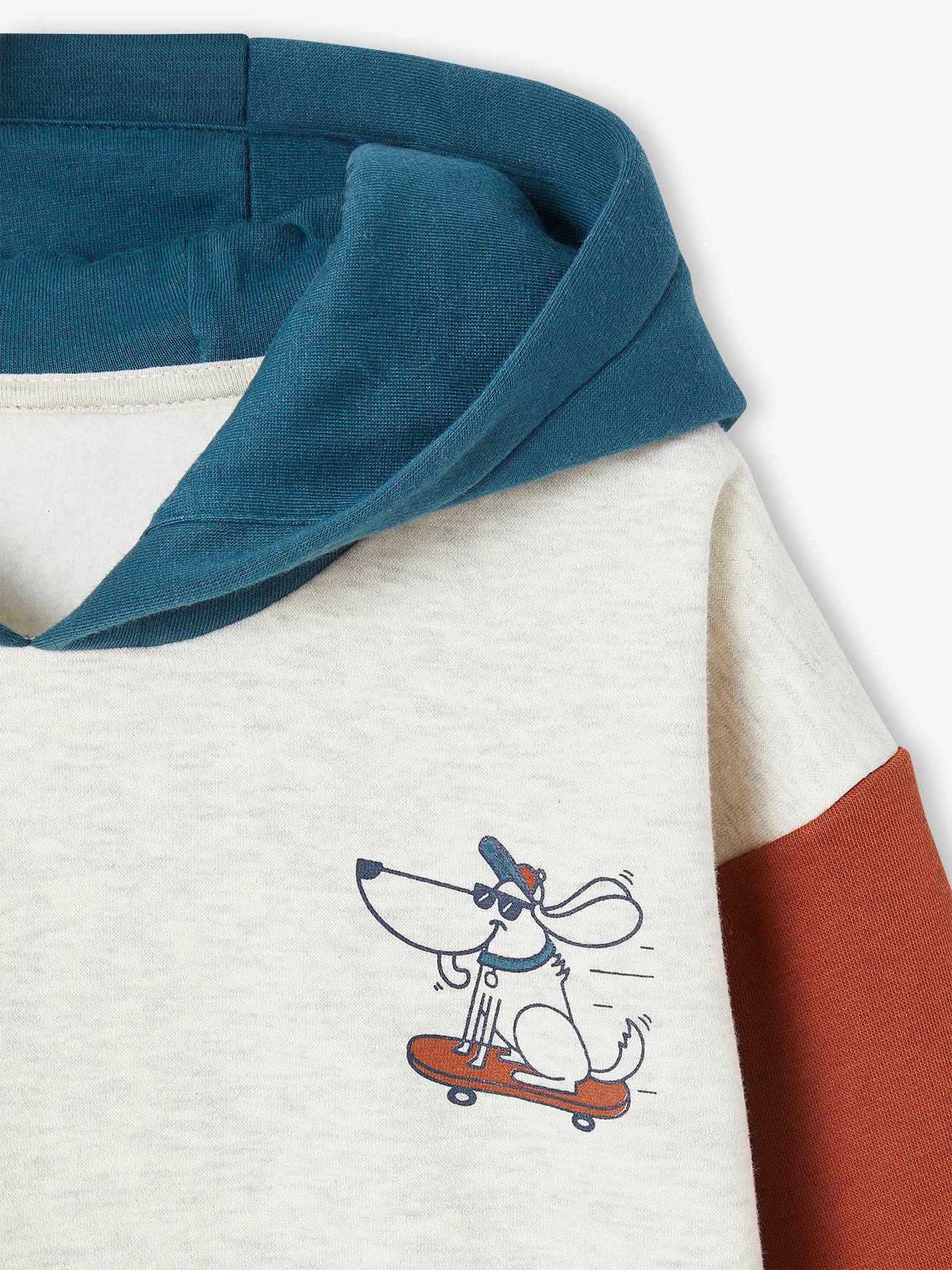 Moletom azul petróleo com blocos de cores para meninos