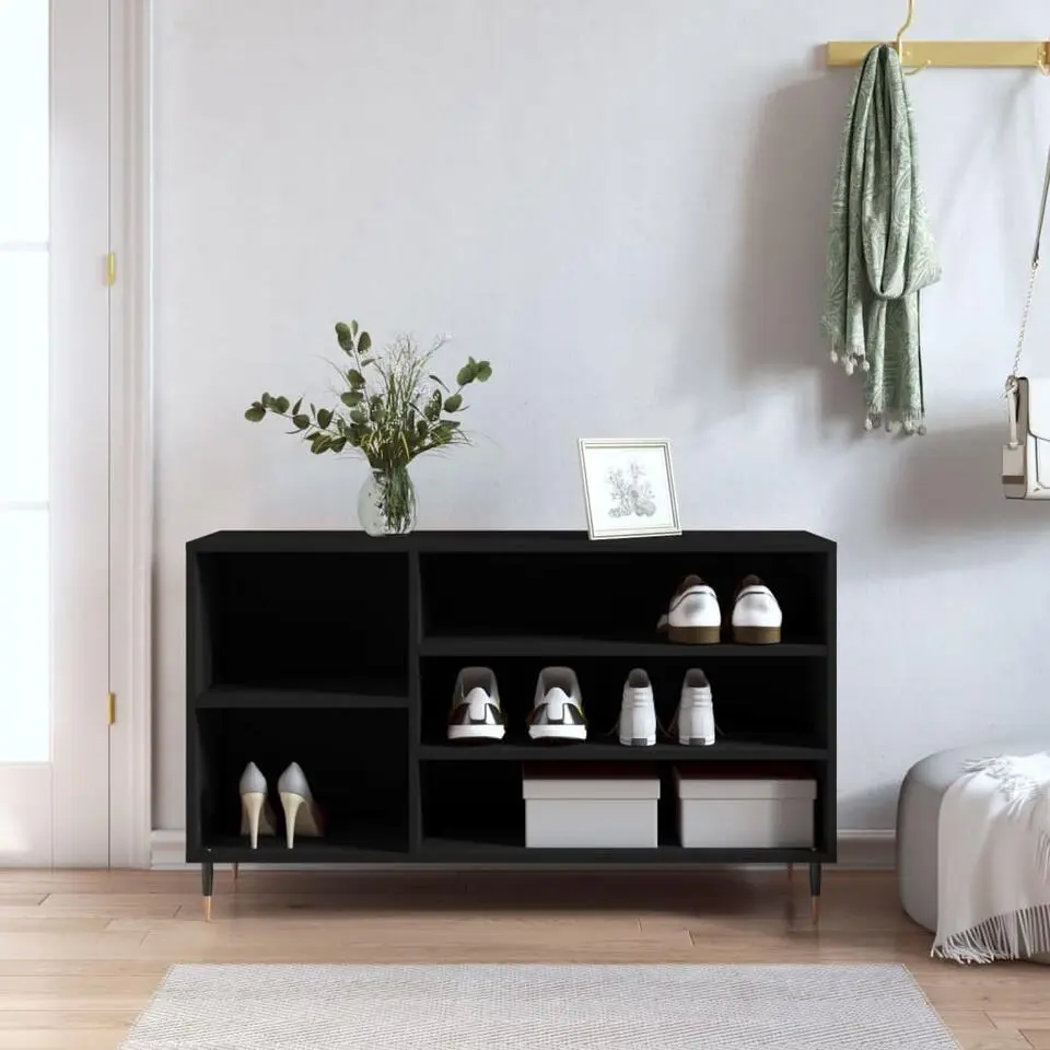 vidaXL - Schoenenkast 8 paar met metalen poten - Zwart - Hout - 102x36x60 cm