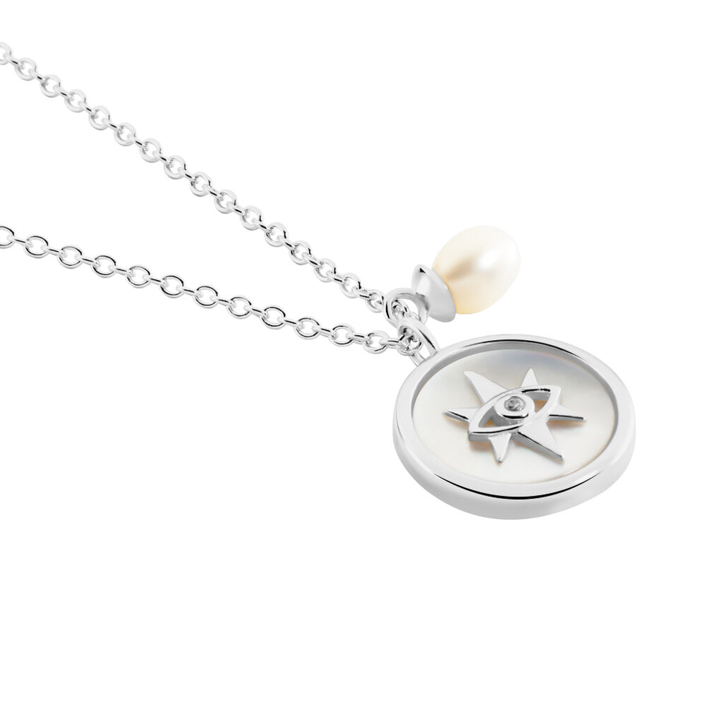 Collier Argent Glad Perle De Culture Oxydes De Zirconium