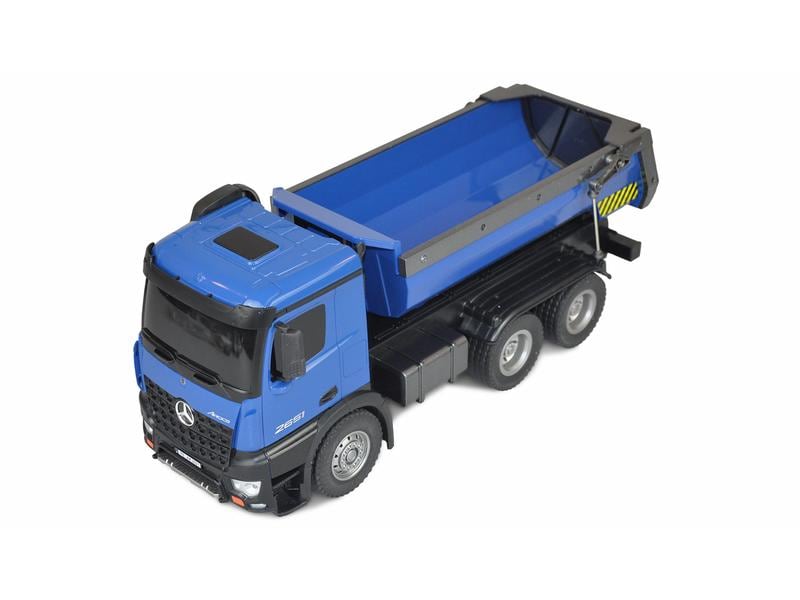 Amewi Lastwagen Mercedes-Benz Arocs 6x4, Blau 1:18, RTR Detailliertes Lastwagen Modell mit Kipper und LED Beleuchtung