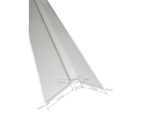 PRECIT rechte nok voor sandwichpanelen, grijswit RAL 9002, 2000 mm x 116 mm x 116 mm