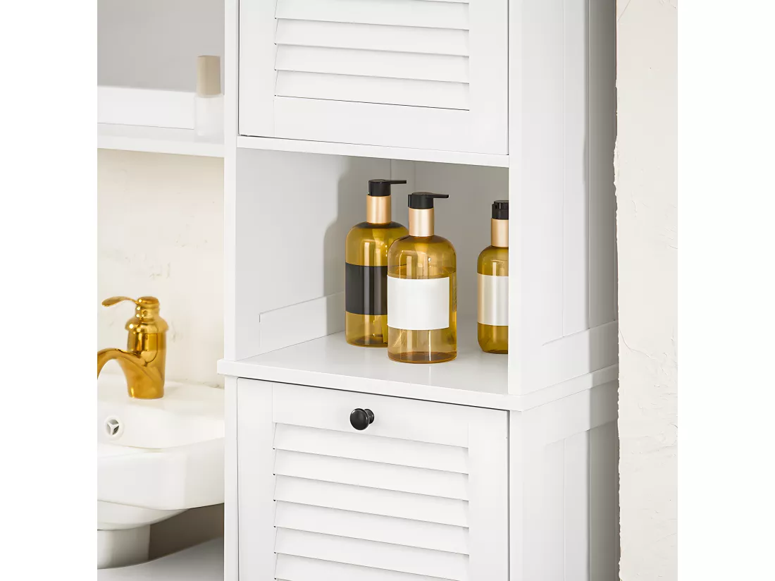 SoBuy Meuble Colonne de Salle de Bain, Placard Armoire Toilette Haute, Meuble de Salle de Bain, Meuble de Rangement avec 1 Porte, 1 Tiroir et 1 Panier à Linge Amovible, 40x38x170cm, BZR124-W