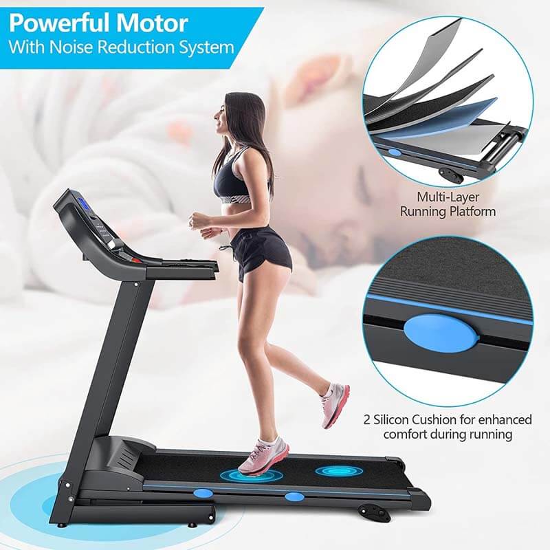 Esteira dobrável de 2,25 HP para casa/academia, máquina de exercícios elétrica portátil motorizada para corrida e caminhada com visor LCD Blue-Ray