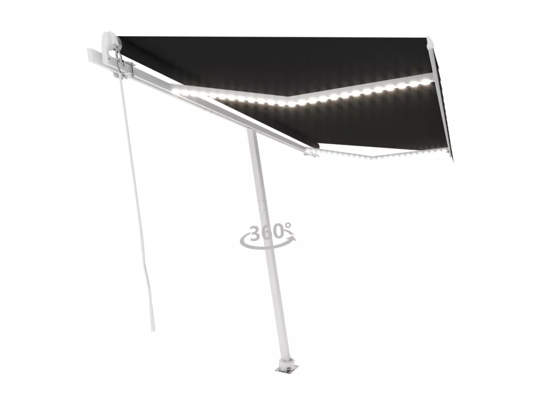 Auvent manuel rétractable avec LED 450x350 cm Anthracite