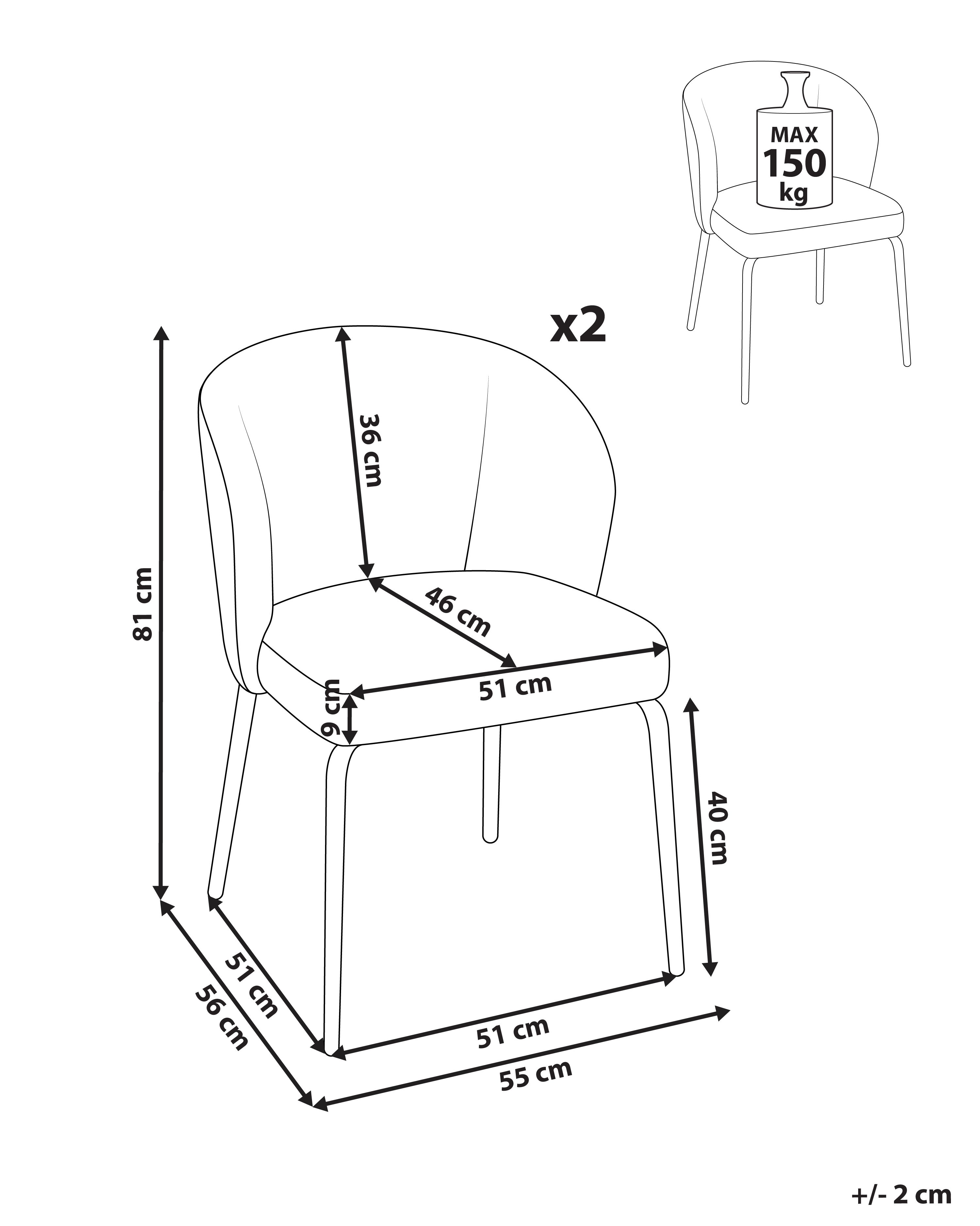 Set van 2 eetkamerstoelen ZANA Stof Wit/blauw
