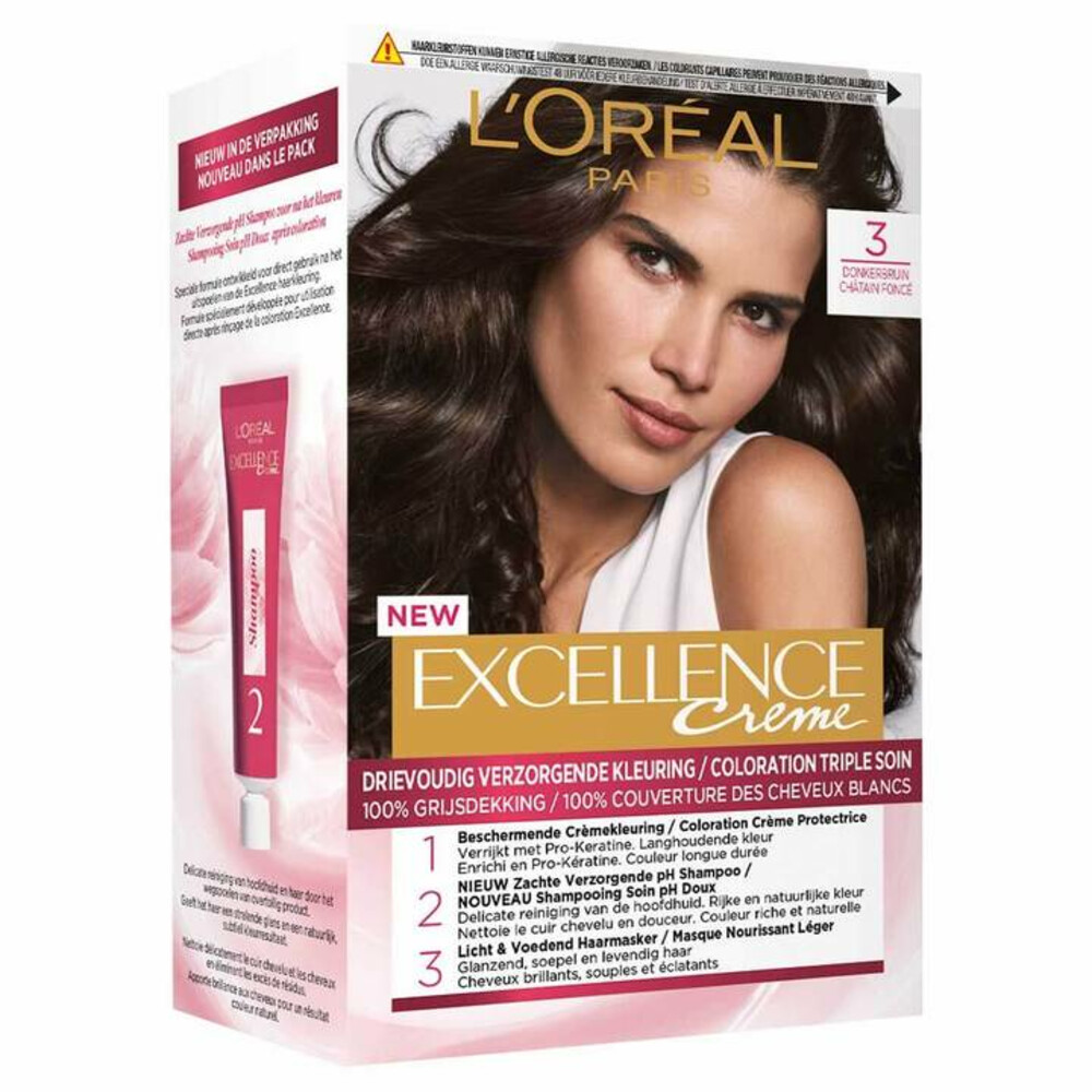 L'Oréal Excellence Crème Permanente Crèmekleuring 3 Donkerbruin