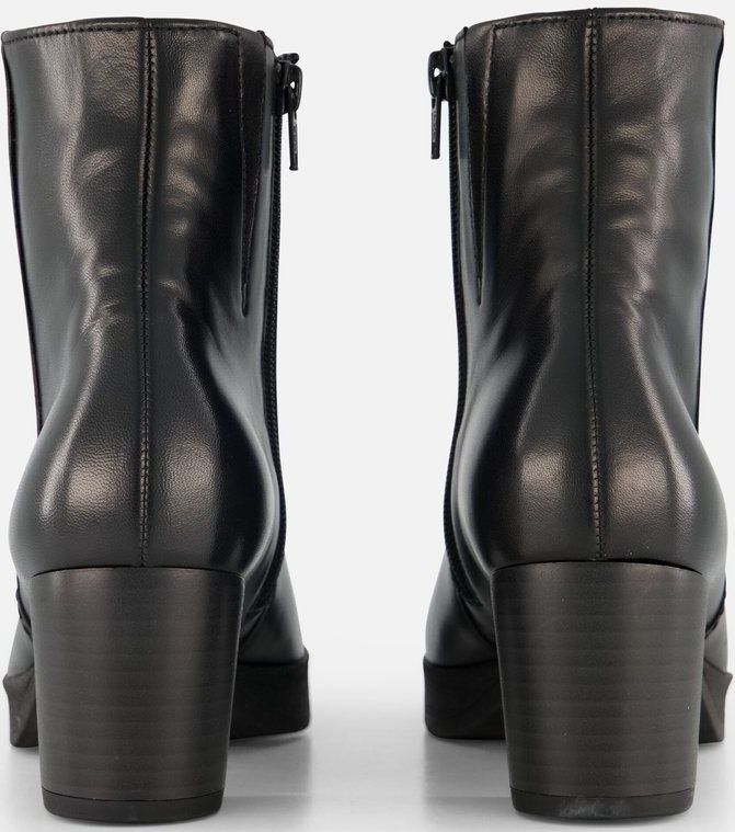Gabor - Enkellaarsjes - Leer - Zwart - Rubber Zool - Blokhak 6cm