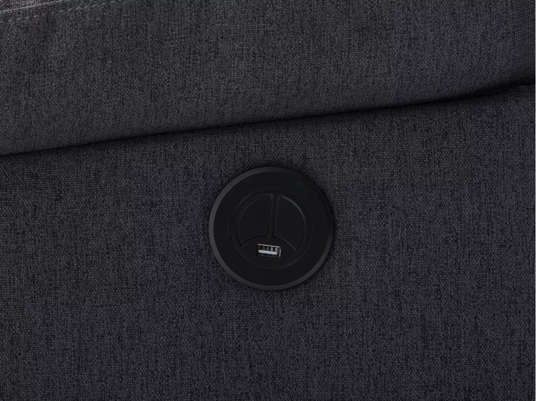 Canapé 3 places, 2 places et fauteuil relax électrique en tissu gris anthracite LUNANO