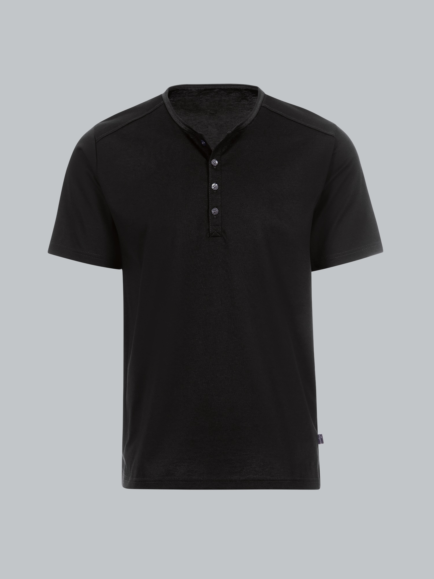 T-Shirt mit Knopfleiste DELUXE Baumwolle Schwarz